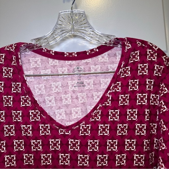 St. John’s Bay Pink/Magenta Print V Neck 3/4 Sleeve Top size 3X - Picture 3 of 7